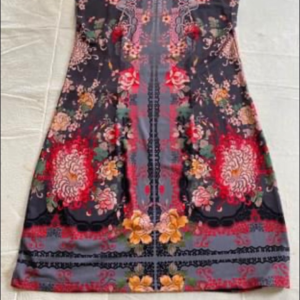 Johnny Was dress mini Anthro gray purple floral - Picture 9 of 10